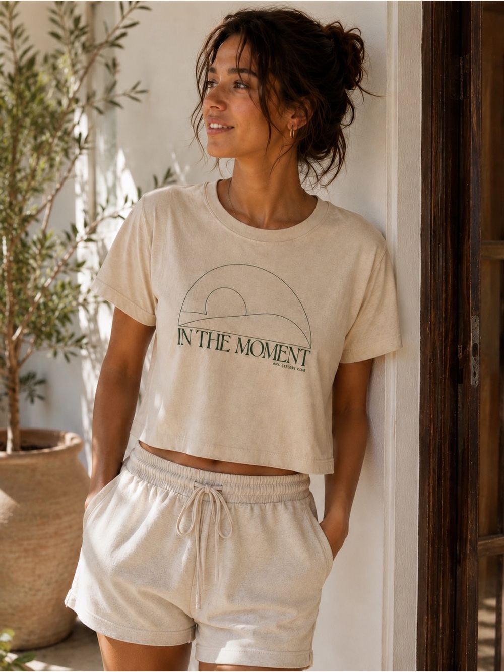 MADEWELL MWL In The Moment Crop Graphic Tee Summer Dune Small